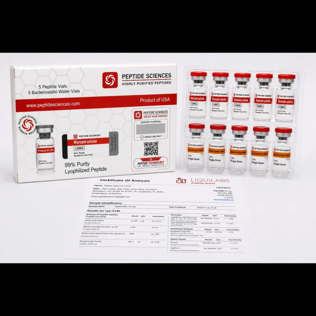 Peptide Sciences Retatrutide 12 MG (5 Flakon + 5 Solüsyon)